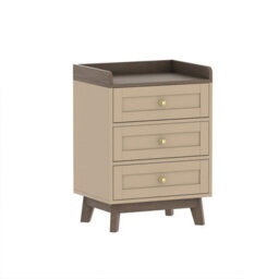 Melody Maison Cream & Wood 3 Drawer Bedside Table - Oswin Range - thumbnail 6