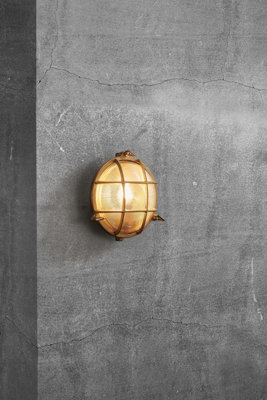 Nordlux Polperro Outdoor Patio Terrace Garden Wall Light In Brass (Height) 9.3Cm - image 1