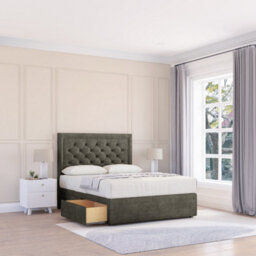 "Sloomy 5Ft Montana Dumfries Pewter Memory Foam Bed Set With 2 Drawers, Mattress & 26"" Headboard - King" - thumbnail 2