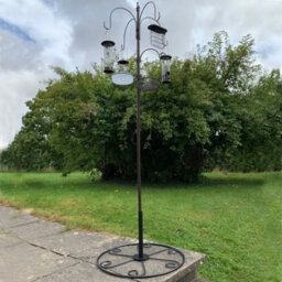 Selections Metal Complete Bird Feeding Station With 4 Feeders & Round Metal Patio Stand - thumbnail 1