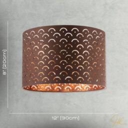 Happy Homewares Chocolate Brown Cotton Fabric Lamp Shade With Geometric Arch Pattern - thumbnail 7