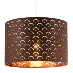 Happy Homewares Chocolate Brown Cotton Fabric Lamp Shade With Geometric Arch Pattern - thumbnail 2