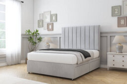 "Sloomy Kansas Silver Naples Divan Bed Base 2 Drawers Same Side With 54"" Floor Standing Headboard 2'6 Small Single" - thumbnail 3