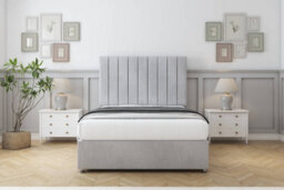 "Sloomy Kansas Silver Naples Divan Bed Base 2 Drawers Same Side With 54"" Floor Standing Headboard 2'6 Small Single" - thumbnail 2