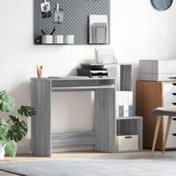 Berkfield Modern Grey Computer Desk Grey Sonoma Engineered Wood Medium - thumbnail 2