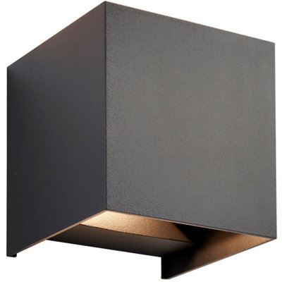 Twin Outdoor Ip44 Cube Wall Light - 2 X 5.5W Cct Led - Matt Black Wall Lamp - image 1