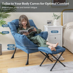 Gainoom Brown Lazy Chair With Ottoman Modern Leisure Reading Chair Lounge Chair With Pillow - thumbnail 4