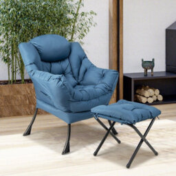 Gainoom Brown Lazy Chair With Ottoman Modern Leisure Reading Chair Lounge Chair With Pillow - thumbnail 9