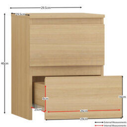 Lassic Vida Designs Denver Pine 2 Drawer Bedside Chest (H)400mm (W)295mm (D)295mm - thumbnail 2