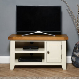 Elm Home And Garden Painted Cream Oak Small Tv Video Media Unit 50Cm High X 91Cm Wide X 37Cm Deep Fully Assembled - thumbnail 1