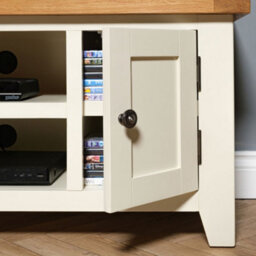 Elm Home And Garden Painted Cream Oak Small Tv Video Media Unit 50Cm High X 91Cm Wide X 37Cm Deep Fully Assembled - thumbnail 5
