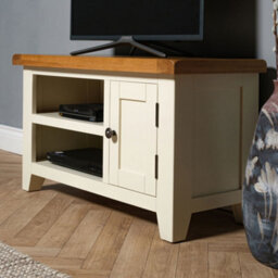 Elm Home And Garden Painted Cream Oak Small Tv Video Media Unit 50Cm High X 91Cm Wide X 37Cm Deep Fully Assembled - thumbnail 3