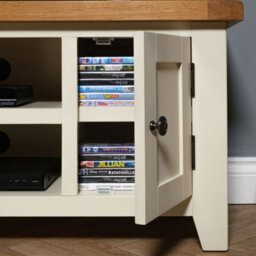 Elm Home And Garden Painted Cream Oak Small Tv Video Media Unit 50Cm High X 91Cm Wide X 37Cm Deep Fully Assembled - thumbnail 4