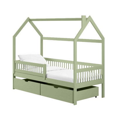 Arten Oskar Olive 90 X 190Cm Single Bed With Removable Guardrail And 2 Drawers - Foam Bonnell Mattress Included - image 1