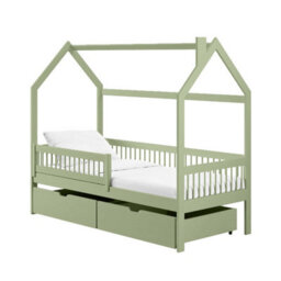 Arten Oskar Olive 90 X 190Cm Single Bed With Removable Guardrail And 2 Drawers - Foam Bonnell Mattress Included - thumbnail 1
