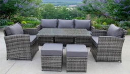 UK Leisure World Rattan Wicker Conservatory Outdoor Garden Furniture Dining Set Corner Sofa Table (Grey) - thumbnail 3