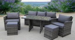 UK Leisure World Rattan Wicker Conservatory Outdoor Garden Furniture Dining Set Corner Sofa Table (Grey) - thumbnail 2