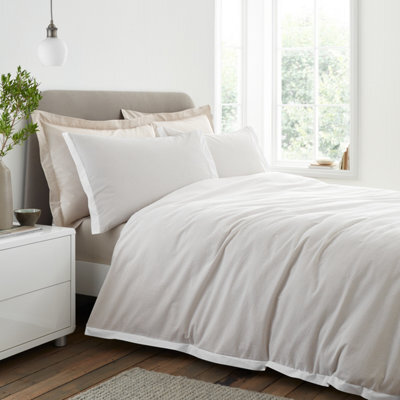 Bianca Seersucker Woven Stripe 180 Thread Count Cotton Super King Duvet Cover Set With Pillowcases Natural - image 1