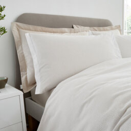 Bianca Seersucker Woven Stripe 180 Thread Count Cotton Super King Duvet Cover Set With Pillowcases Natural - thumbnail 2