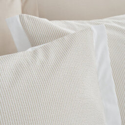 Bianca Seersucker Woven Stripe 180 Thread Count Cotton Super King Duvet Cover Set With Pillowcases Natural - thumbnail 3
