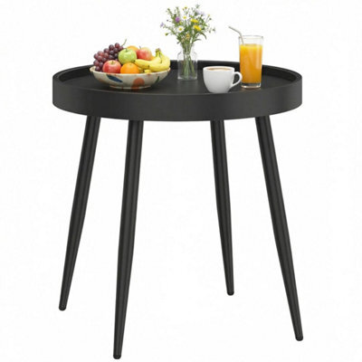 Round Garden Table, Outdoor Coffee Side Table With Plastic Top - image 1