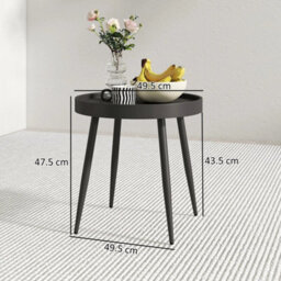 Round Garden Table, Outdoor Coffee Side Table With Plastic Top - thumbnail 2