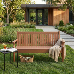 Garden Store Direct Viewpoint 3 Seat Faux Wood Bench - Recycled Material Brown - thumbnail 2