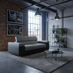 Torezio Sofa 2 Two Seater With Adjustable Headrests Chipboard Wooden Frame198X102X70 90Cm Black And Dark Grey - thumbnail 2