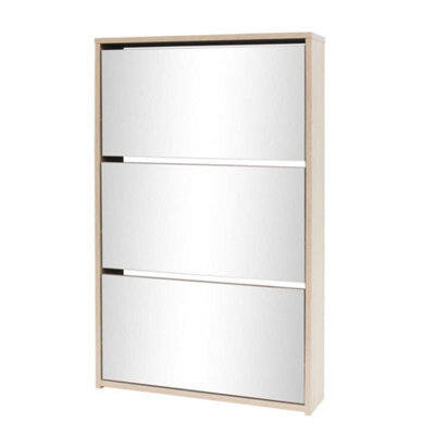 Berkfield Modern Shoe Cabinet 3-Layer Mirror Oak 63X17X102.5 Cm - image 1