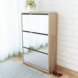 Berkfield Modern Shoe Cabinet 3-Layer Mirror Oak 63X17X102.5 Cm - thumbnail 2
