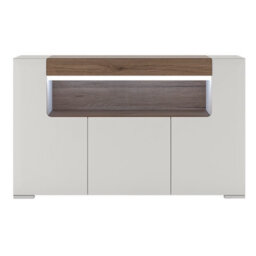 Furniture To Go Toronto 3 Door Sideboard With Open Shelving (Inc. Plexi Lighting) In White And Oak - thumbnail 2