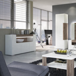 Furniture To Go Toronto 3 Door Sideboard With Open Shelving (Inc. Plexi Lighting) In White And Oak - thumbnail 6