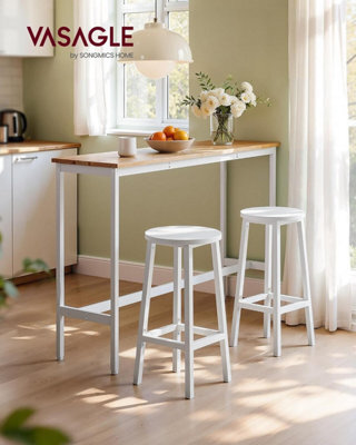 LEDREM Bar Stool Set Of 2 Round Chair High Kitchen Seat Steel Frame Height 65 Cm Easy Assembly - image 1
