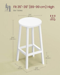 LEDREM Bar Stool Set Of 2 Round Chair High Kitchen Seat Steel Frame Height 65 Cm Easy Assembly - thumbnail 5