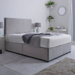 Bsspoke Ivy Divan Bed Set In Silver Plush Velvet With 24Inch Headboard & 2 Drawers Same Side & Mattress In All Sizes - thumbnail 2
