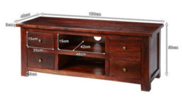 Buttercup Farm Jaipur Dark Mango Tv Cabinet - Solid Mango Wood - L48 X W130 X H50 Cm - thumbnail 4