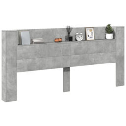 Berkfield Headboard Cabinet With Led Concrete Grey 220X16.5X103.5 Cm - thumbnail 5