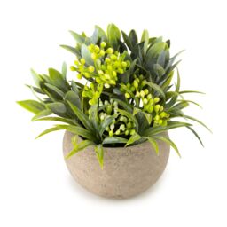 Candlelight 13.5Cm Herb Pot With Artificial Plant In Pale Grey Ceramic Pot - thumbnail 2