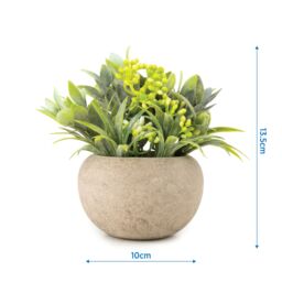 Candlelight 13.5Cm Herb Pot With Artificial Plant In Pale Grey Ceramic Pot - thumbnail 4