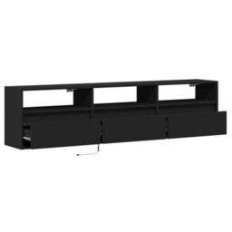 Berkfield Tv Wall Cabinet With Led Black 180X31X45 Cm - thumbnail 9