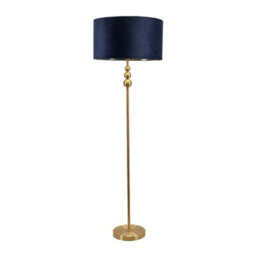 Valuelights Marissa Gold Stacked Ball Floor Lamp With Navy Blue Velvet / Gold Inner Shade - thumbnail 2
