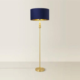 Valuelights Marissa Gold Stacked Ball Floor Lamp With Navy Blue Velvet / Gold Inner Shade - thumbnail 6