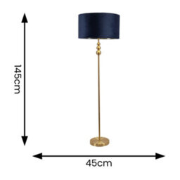 Valuelights Marissa Gold Stacked Ball Floor Lamp With Navy Blue Velvet / Gold Inner Shade - thumbnail 4