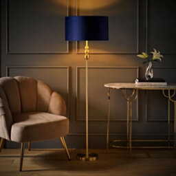 Valuelights Marissa Gold Stacked Ball Floor Lamp With Navy Blue Velvet / Gold Inner Shade - thumbnail 5