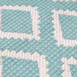 Teal Outdoor Rug, Geometric Stain-Resistant Rug For Patio Decks Garden Balcony, Modern Outdoor Area Rug- 80Cm X 150Cm - thumbnail 2