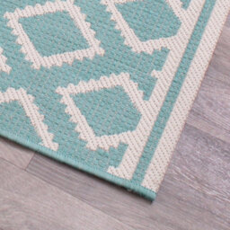 Teal Outdoor Rug, Geometric Stain-Resistant Rug For Patio Decks Garden Balcony, Modern Outdoor Area Rug- 80Cm X 150Cm - thumbnail 3