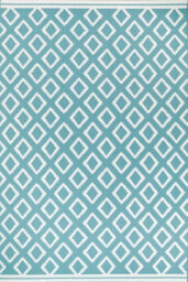 Teal Outdoor Rug, Geometric Stain-Resistant Rug For Patio Decks Garden Balcony, Modern Outdoor Area Rug- 80Cm X 150Cm - thumbnail 4