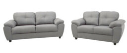 Carlos 3+2 Seater Sofa Set Grey Faux Leather