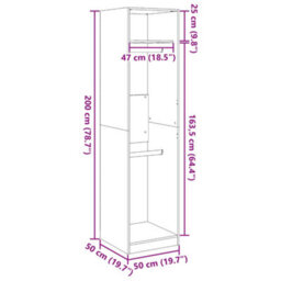 Berkfield Wardrobe Artisian Oak 50X50X200 Cm Engineered Wood - thumbnail 9