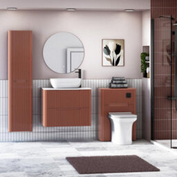 Royal Bathrooms Avenza 800mm Terracotta Clay Wall Hung Bathroom Countertop Vanity Unit 2 Drawer With Elva Basin - thumbnail 4